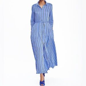 Banana Republic • Striped Belted Maxi Shirt Dress